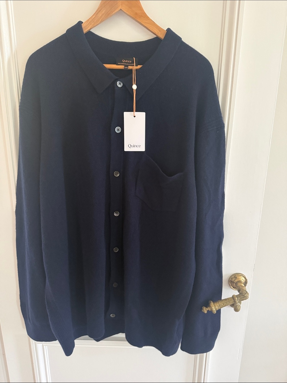 NWT Men’s Quince Navy Button-Front Cashmere Cardigan - XXL